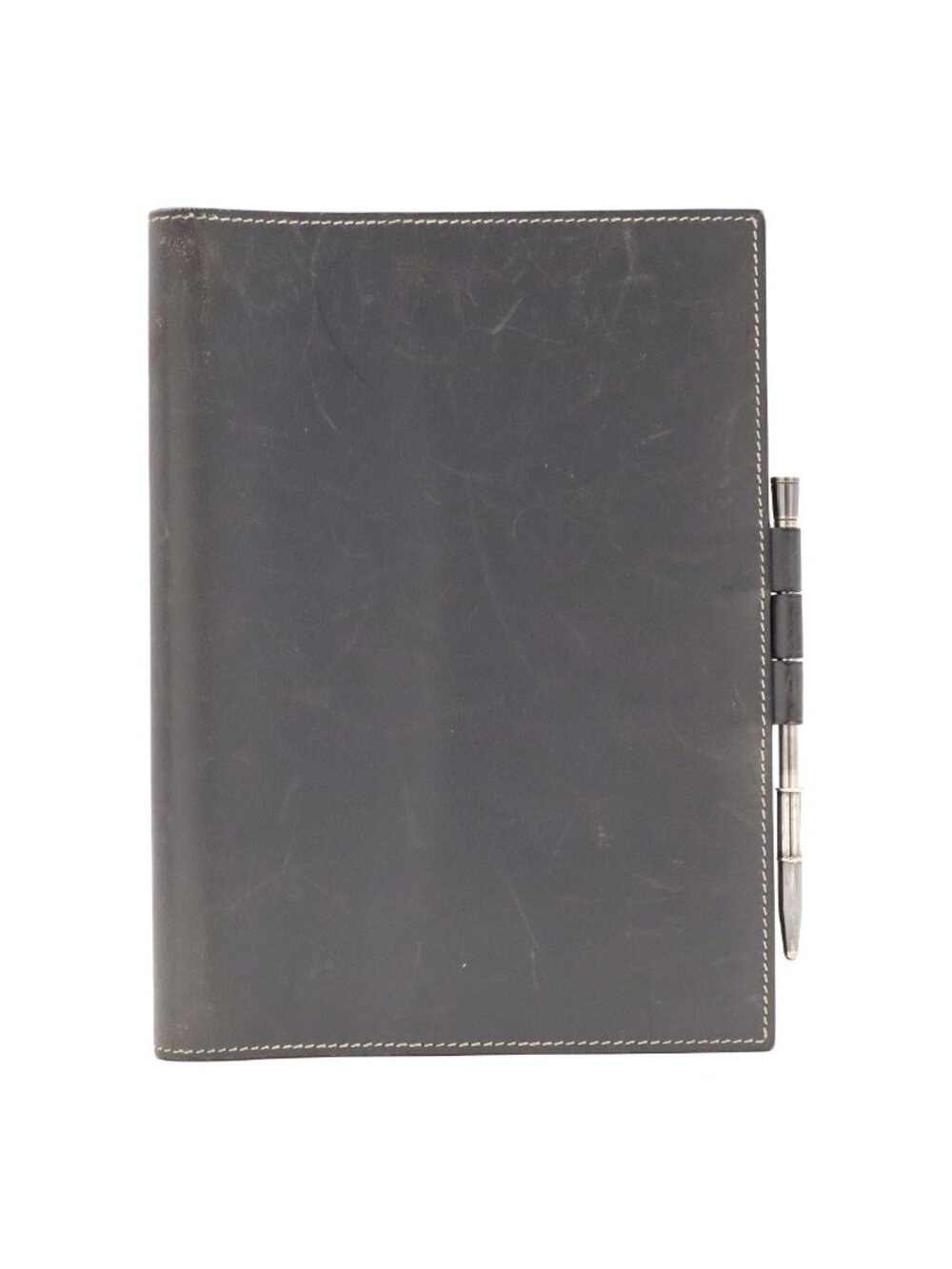 Hermes Agenda Gloves Trotter Cover Box Calf Leather Gray with Ballpoint Pen
